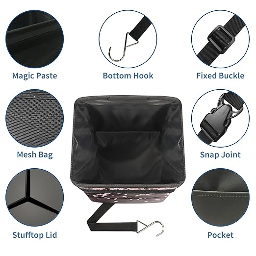 GVGHIDZ Car Trash Can – Multi-Purpose, Lightweight and Portable with Durable Water-Resistant Coating, No Installation Required, Practical and Ample Capacity, Variety of Colors.Pink Falling Petals