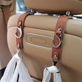Car Purse Hook for Men Women-Upgraded 3 in 1 Stronger Superior Leather Car Purse Holder Vehicle Seat Headrest Hanger Hooks for Grocery Bag Coats Umbrellas Handbag Car Hooks Car Accessories Interior