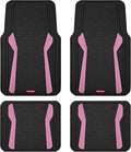 Rubbermaid Car Floor Mats Full Set, Premium Heavy Duty All-Weather Car Mats– Rugged Rubber with Brushed Aluminum Inserts, Universal Trim-to-Fit, Anti-Slip Backing for Cars, SUVs, Trucks & Vans - Pink