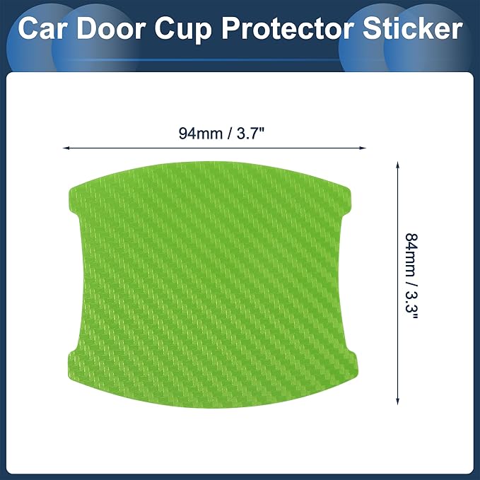 3D Car Door Handle Scratch Protector, 84x94mm Removable Magnetic Car Door Handle Protective Film Green, 4 Pcs