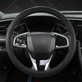 West Llama Thin Car Steering Wheel Cover, Universal 14.5-15 inch Nappa Leather Steering Wheel Cover, Ultra Thin, Anti-Slip, Breathable(Black-Standard Size)