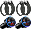 USB C Car Charger, OKRAY 2Pack 90W 5-Port PD30W Super Fast Charging Type C Car Charger 12v Cigarette Lighter Adapter + 4Pack USB-C Cords for iPhone 17 16e 16 15 14 Pro, iPad Air, Galaxy S25 S24 A16
