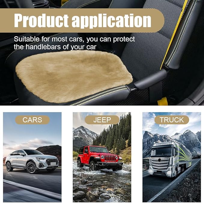 Sheepskin Car Seat Cushion, Soft Comfort Winter Driver Seat Cover, Fluffy Faux Fur Front Seat Pad, Car Seat Protector Pad for Office Chair, Universal Interior Accessory for Car SUV Truck (Camel)
