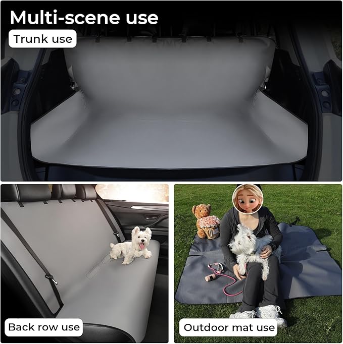 Xokaimeo Waterproof Car Seat Covers Grey with - Washable Rear Bench Car Seat Protectors with Anti Slip Bottom - Durable Auto Seat Cushions Universal Fit for Vehicles Cars SUV Trucks