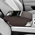 2026 Enhanced Car Center Console Armrest Cushion with USB& Type-C Charging, PU Leather Console Pad with Cup Holders, Storage& Tissue Outlet for Most Vehicles (Sloped Version, Coffee)