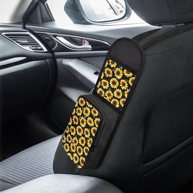 Sunflower Automatic Seat Storage Hanging Bag Car Seat Side Organizer Multifunctional Multi-Pocket Drink Holder Car Travel Accessories Suitable for All Cars