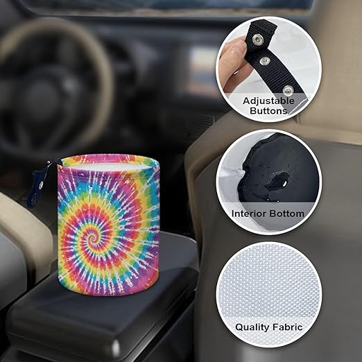 Colorful Tie Dye Collapsible Waste Basket Bin Car Trash Can Bags Small Trash Can Car Accessories Interior for Car SUV Trucks