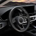 YHONGJT Soft Microfiber Leather Car Steering Wheel Cover, Universal Fit 15 Inch for Women Girls, Fit Vehicles, Sedans, SUVS, Vans, Trucks - Black