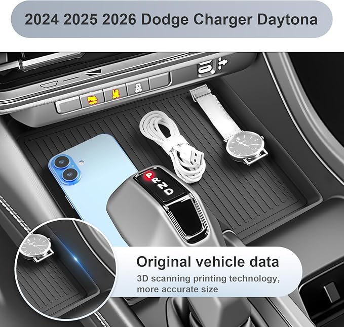 SKTU for 2024 2025 2026 Dodge Charger Center Console Mat for 2024 2025 2026 Dodge Charger Daytona Center Console Non-Slip Pad Charger Daytona Console Mat Dodge Charger 2024 2025 2026 Accessories