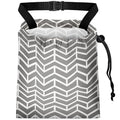 Car Trash Bag Hanging Back of Seat with Adjustable Snap Buckle Strap Cute Printed Drawstring Garbage Bags for Car-Grey White
