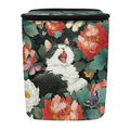 Floral Cat Butterfly Car Trash Can, Peony Flower Pattern Car Garbage Bin for Vehicle Interior Organization