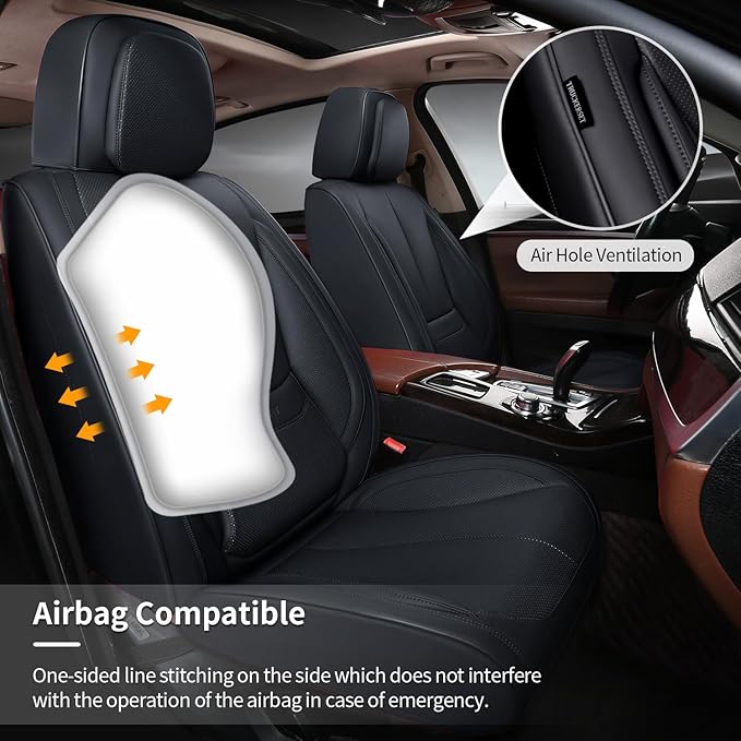 truckerset Car Seat Covers, Leather Seat Covers for Cars Full Set, Waterproof and Breathable Suitable for Most SUV/Truck/Sedan/Automotive 2 Pack (Black)