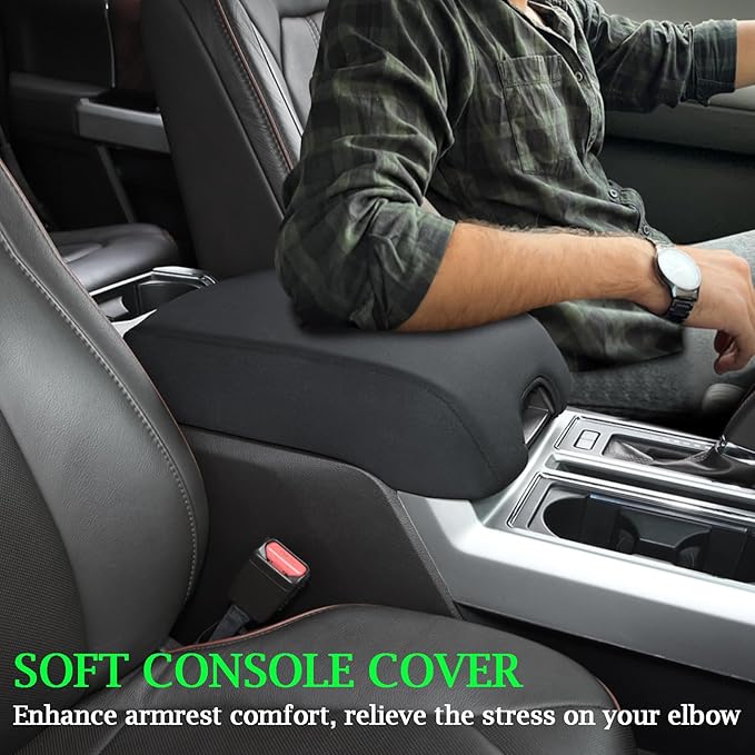 Center Console Cover for Ford F150 2015-2020, F250 F350 F450 2017-2022 and Expedition 2018-2024 Neoprene Armrest Box Cover Middle Console Cover Accessories, Bucket Seat Only
