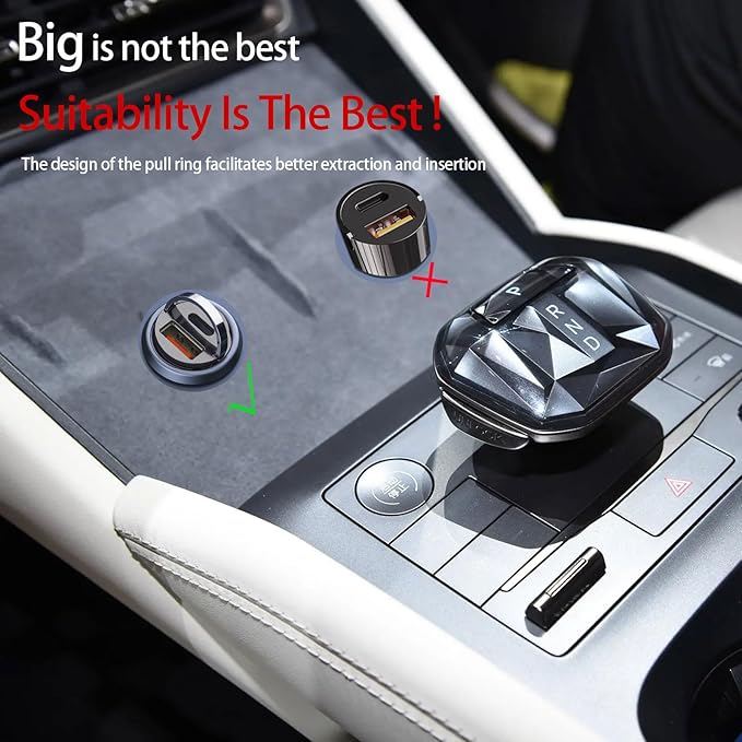 USB Car Charger Adapter Fast Charging PD45W+QC3.0 Dual Port Cigarette Lighter Charger for iPhone 16/15/14/13/12/11/Pro Max, iPad, Samsung Galaxy S25 S24/S23/S22/S21, Pixel, Android-Black