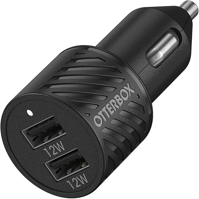 OtterBox USB-A Dual Port Car Charger, 24W Combined - Black
