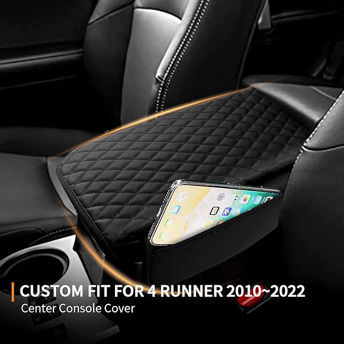 Custom Fit for Center Console Cover Toyota 4Runner 2010-2022 2023 2024 Armrest Cover Center Console Pad Interior Accessories Car Armrest Seat Box Cover Protector with Pockets Storage Bag
