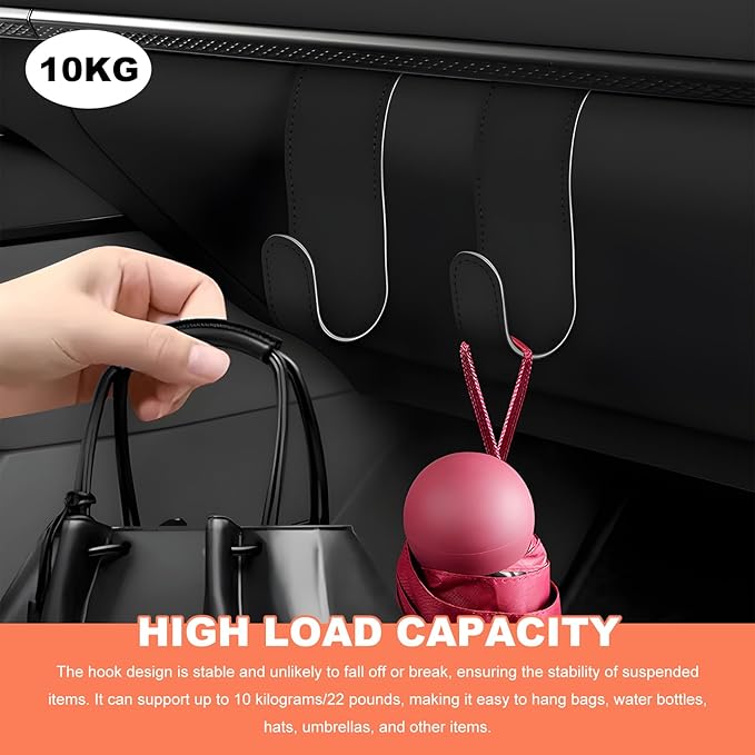 2 PCS Car Co-Pilot Glovebox Hooks, Anti-Scratch Leather Auto Glove Box Storage Hangers, Vehicle Glovebox Organizer Passenger Seat Hanging Hooks for Handbag Purse Umbrellas (Beige)