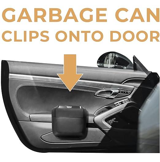 VViViD Automotive Trash Can, Pack of 2, with 60 x Replacement Trash Bags, Clip onto Car Door, Seat Back Pocket, Or Free-Standing Home, Office