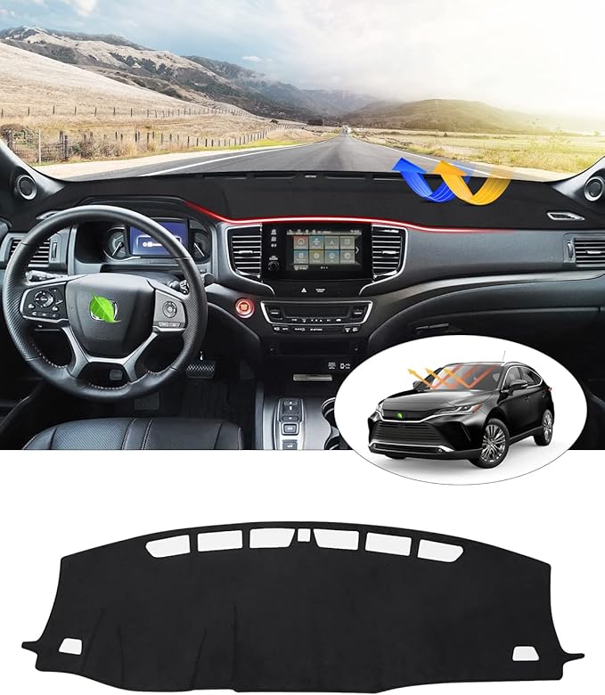 CARTIST Dashboard Cover Compatible with Honda Passport 2019-2023 2024 2025 Accessories Dash Cover Mat Pad Anti-Slip Black Sude Material（Without HUD）