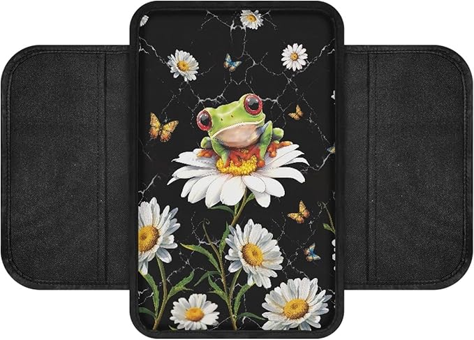 CLOHOMIN Funny Frog Car Arm Rest Cover Pad Daisy Car Center Console Armrest Pad Cover Universal Automobile Armrest Protector Fit Most Vehicle Auto Interior Accessories