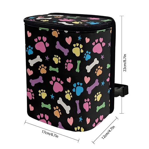 Colorful Dog Paw Print Car Trash Can Leak Proof Vehicle Trash Can for SUV Truck Van Easy to Install Automotive Garbage Cans Fashion Interior Accessories Universal Fit Most Cars SUV