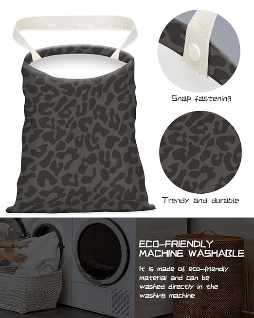 APVDSH Cute Canvas Car Garbage Bag, Black Leopard Print, Car Trash Bin, Seat Back Hanging, 5L