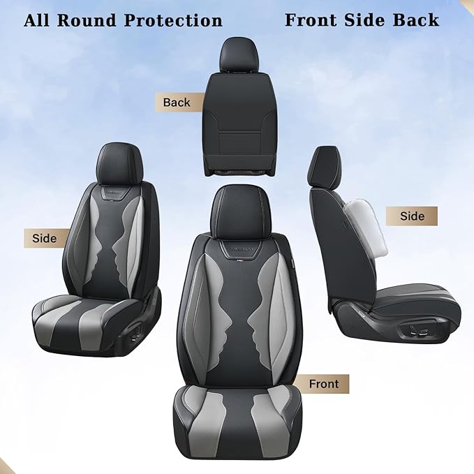 Coverado Car Seat Covers Full Set, Seat Covers for Cars, Front Seat Covers and Back Seat Cover Waterproof Leather Automotive Seat Cover, Universal Car Interior Protectors Cushion for Most Cars