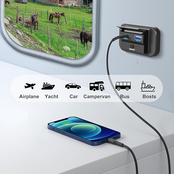12 Volt USB Outlet Dual Quick Charge 3.0 Port and PD3.0 USB C Car Battery Chargers Socket, Waterproof 12V Power Outlet Cigarette Lighter Replacement DIY Kit, 12V USB Outlet Surface Mount Lightweight