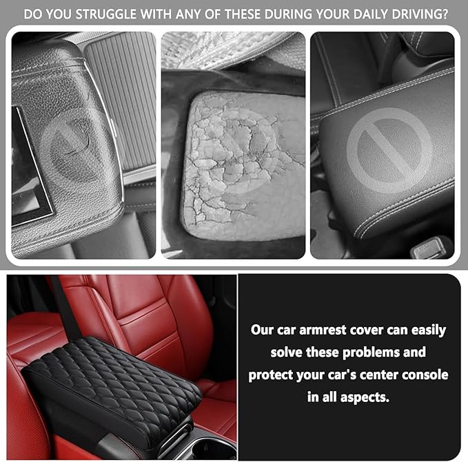 Auto Armrest Cushion Pads for Cadillac VISTIQ Accessories Car Centre Console Armrest Pad Durable Material and Easy to Clean-is Waterproof and Anti-Scratch