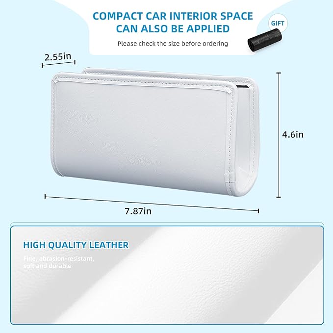 Car Trash Can, Universal Leather Foldable Leakproof Garbage Bins Car Door Organizer Holder (White)
