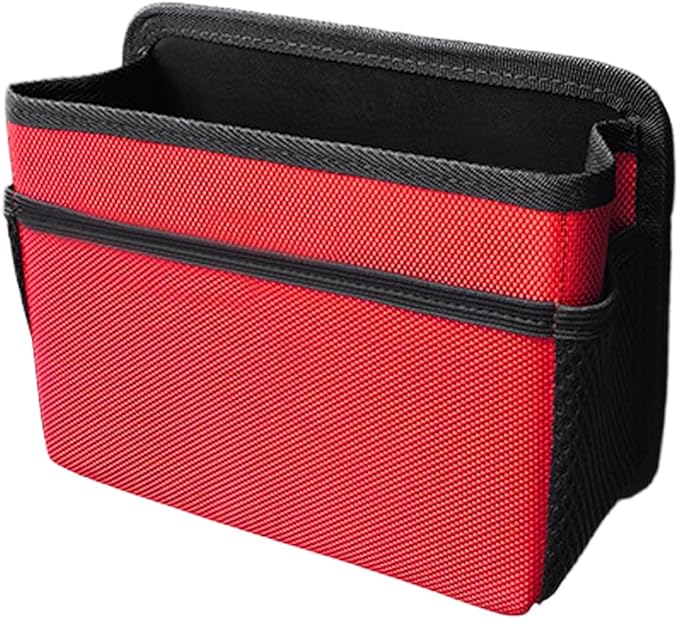 Car Trash Can, Foldable Waterproof Leather Trash Bin Garbage Organizer, Multi-Pocket Mini Hanging Storage Container, Universal Auto Interior Accessories for Cars, SUVs, Trucks (Red)