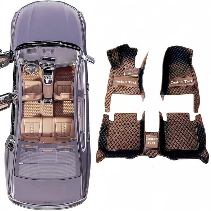 Custom Luxury Car Floor Mats Suitable for All Sedans, Sports Cars,SUV, Business Vehicles, Trucks, Waterproof and Anti Slip Fully Covered Leather Floor Mats (Black)