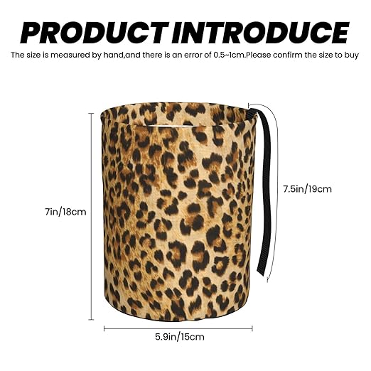 KXWQTRDD Car Garbage Bag Brown Leopard Mini Car Trash Bin Portable Collapsible Waterproof Rubbish Bag for Car Accessories Back Front Seat Cup Holder