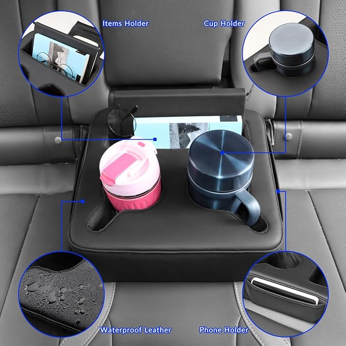 MARCHFA Cup Holders for Car SUV Backseat Cup Holders Rear Seat Drinks Holder Car Backseat Organizer Storage Backseat Accessories for Car Couch Boat Cup Holder Tray (Black)