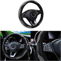 Car Steering Wheel Cover, 15 inch Carbon Fiber Microfiber PU Leather Elastic Steering Wheel Protector for Men Women, Anti-Slip Breathable Car Interior Accessories for Most Cars (Gray)