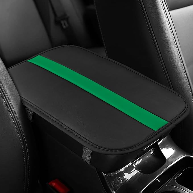Car Center Console Cushion Pad, Arm Rest Cover for Car, Leather Waterproof Auto Armrest Seat Box Protector, Auto Armrest Storage Box Accessories Fits for Most Vehicles, SUVs, Trucks (Green)