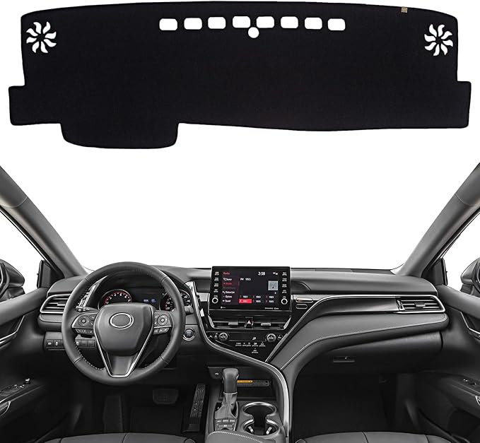 KEYOOG Dashboard Cover Dash Mat Fit for to-yota Camry 2024-2018 (Without HUD Models),Car Dash Board Mat Anti-Glare Carpet,Non-Slip Pad Sunshield Protector (Black)