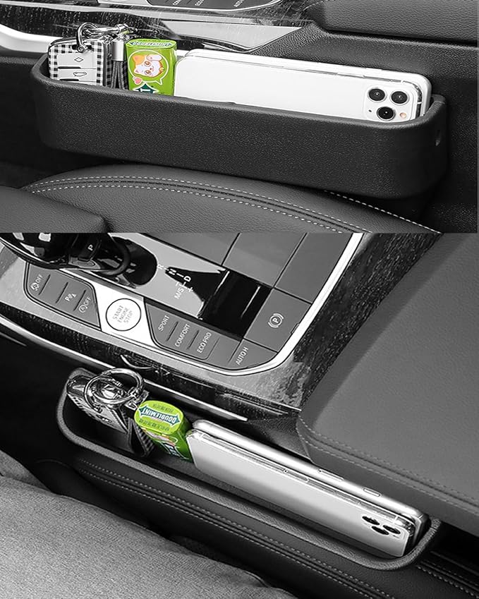 GAWOND Car Seat Gap Filler Organizer, Seat Side Gap Plug with Storage Avoids Things Falling, Universal Fit Fill The Gap Between Seat and Console, Perfect for Car, SUV, Truck (Black-1 Pack)
