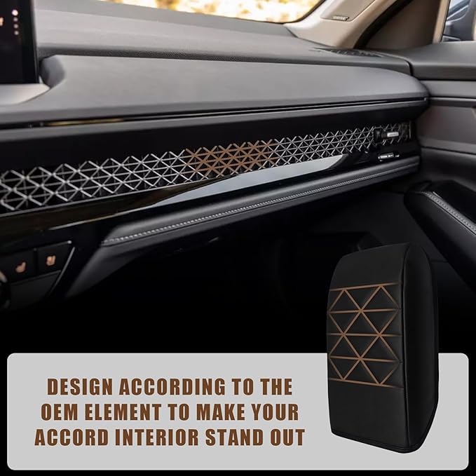 Muslogy for Accord 2026 2025 2024 2023 Center Console Cover Armrest Pad Vegan Leather Extra Soft Armrest Lid Protector Compatible with Honda Accord LX EX Sport Hybrid EX-L Sport-L Touring (V2 Black)