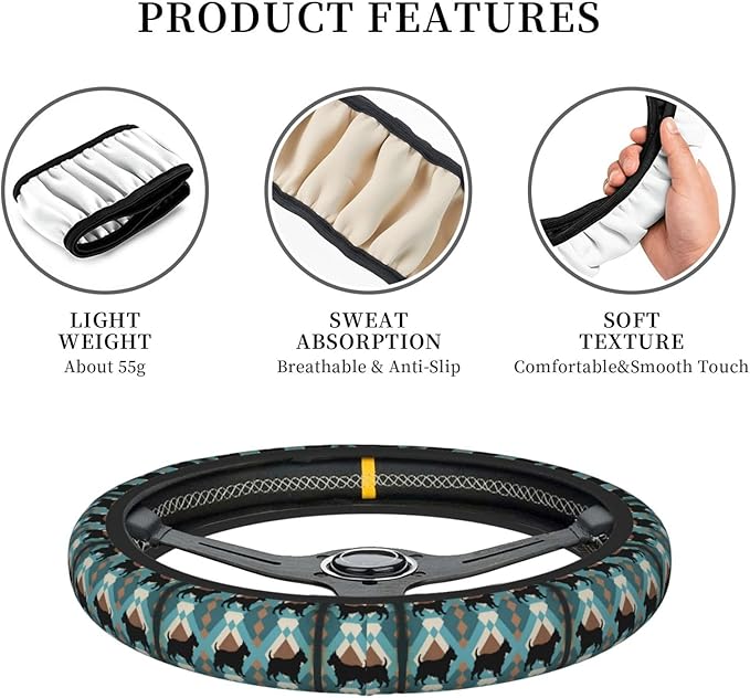 Scottish Terrier Universal Fit Steering Wheel Cover for Car, Truck, and SUV, Durable Steering Wheel Protection