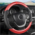 Moly Magnolia Steering Wheel Cover, Carbon Fiber Breathable Microfiber Leather with Non-Slip Lining, Cool in Summer Warm in Winter for Men Women, Universal 15 Inch for Most Cars (Carbon Fiber Red)