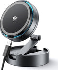 THREEKEY for【Qi2 25W Certified】 Magsafe Car Mount Charger with Cooling Fan,Wireless Car Charger with LED Light,360° Rotating&Retractable Phone Holder,Magnetic Mount for iPhone17-12&Galaxy S25 Ultra