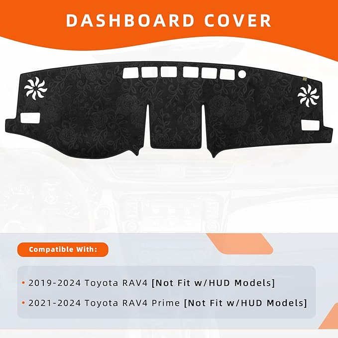 KEYOOG Dashboard Cover Dash Mat Fit for 2024-2019 to-yota RAV4 (Without HUD Models),Car Dash Board Mat Anti-Glare Carpet,Non-Slip Pad Sunshield Protector (Flannel)
