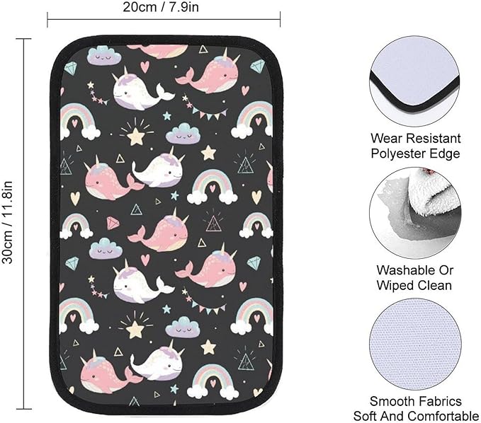 PPIKTC Center Console Cover Narwhals, Waterproof Armrest Pad Cover for Car SUV, Universal Vehicle Accessory