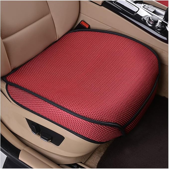 Car Front Seat Bottom Cover, Breathable Anti Slip Auto Frontseat Cushion Mat with Storage Pocket, Comfortable Vehicle Interior Chair Protection Pad, Universal for SUV Sedan Truck(Red)