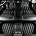 Custom Luxury Car Floor Mats Suitable for All Sedans, Sports Cars,SUV, Business Vehicles, Trucks, Waterproof and Anti Slip Fully Covered Leather Floor Mats (Black)
