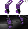 2PCS Bling Car Seat Headrest Hooks, Auto Back Seat Hanging Storage Organizer for Purse Handbag Coat, Rhinestone Vehicle Seat Hanger Holder for Women Girls, Car Accessories (Purple)