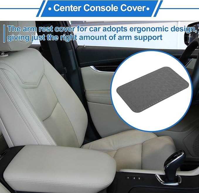 Car Center Console Cushion Pad 12.59"X7.67" Center Console Cover Armrest Seat Box Cover Faux Leather Grey