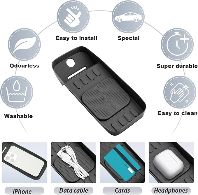 SKTU for 2026 Hyundai Palisade Wireless Charging Mat 2026+ Palisade Center Console Non-Slip Pad Hyundai Palisade 2026 Accessories 2026 Palisade Rubber Console Mat Durable