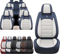JOJ Car Seat Cover for Kia Carnival Seat Covers for Cars 2022-2026,Leather Waterproof Car Seat Covers Full Set,All Weather Tech Car Seat Protector,8 Seats Cream Blue